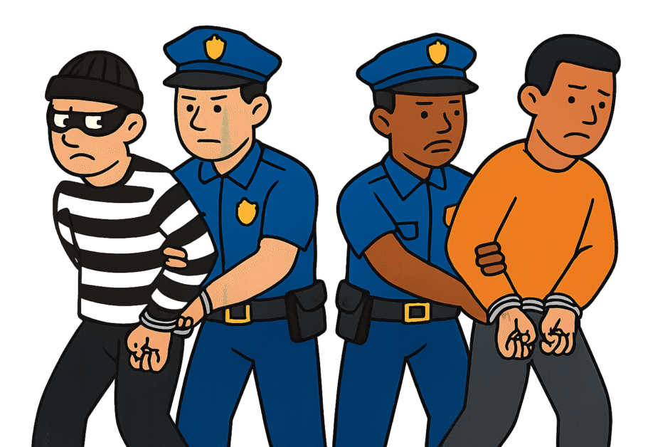 Clip art of Muzaffarnagar police arresting ten youths with sticks at Kakrouli