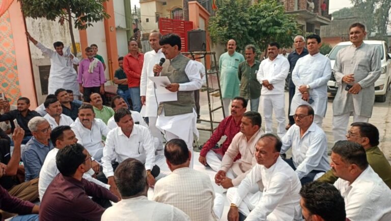 भट्टा मालिकों ने भाजपा कार्यालय पर दिया धरना, मंत्री कपिल देव ने सुनी पीड़ा
