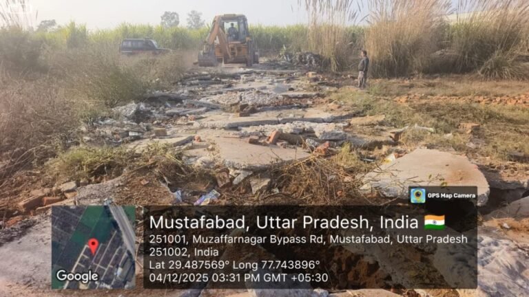 19 बीघा भूमि पर हो रही अवैध प्लाटिंग पर एमडीए ने चलवाया बुल्डोजर