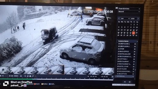 मनाली में बर्फ बनी जानलेवा: फिसलती कार के साथ घिसटता ड्राइवर, CCTV में कैद खौफनाक पल